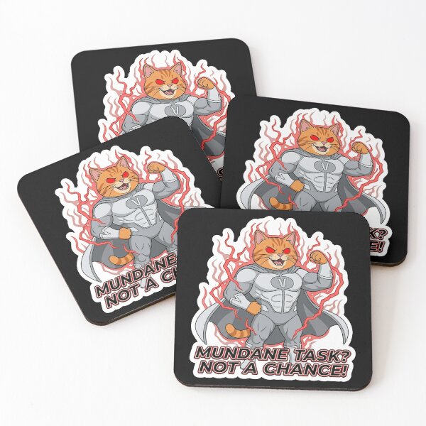 Item preview, Buff Superhero Cat Mundane Task Funny Meme Sticker designed and sold by Cat Meme Fund.
