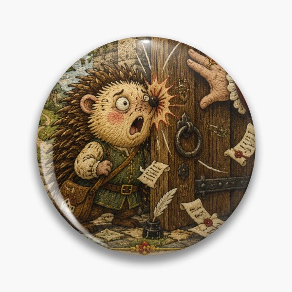 Item preview, Hedgehog Being Fired | Cottagecore Embroidery Art designed and sold by doinitzart.
