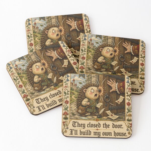 Item preview, Hedgehog Being Fired | Cottagecore Embroidery Art designed and sold by doinitzart.