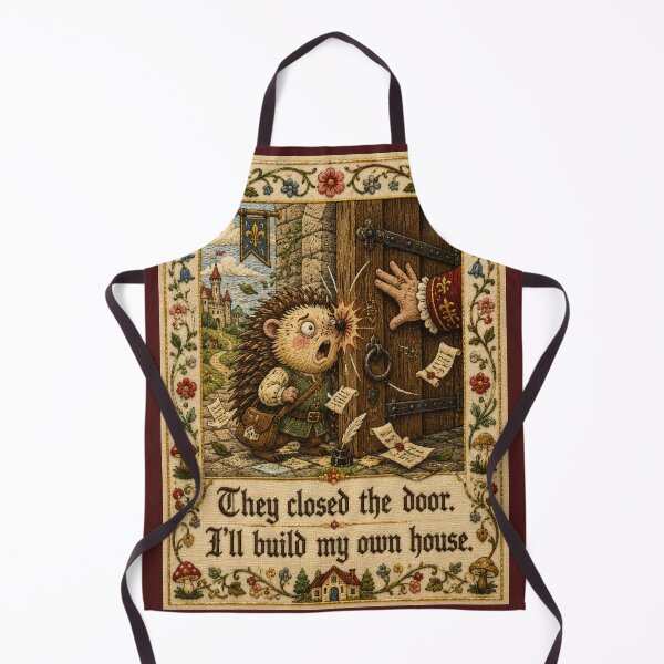 Item preview, Hedgehog Being Fired | Cottagecore Embroidery Art designed and sold by doinitzart.