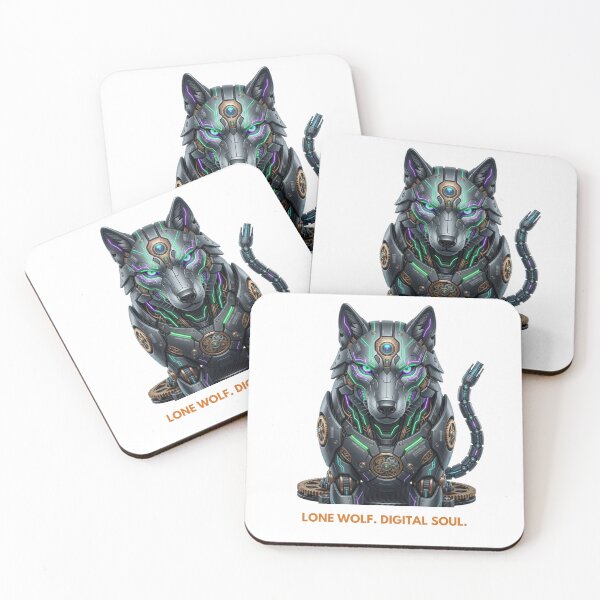 Item preview, Cyberpunk Wolf: Lone Wolf Digital Soul Futuristic Mecha designed and sold by CalmFrameArt.