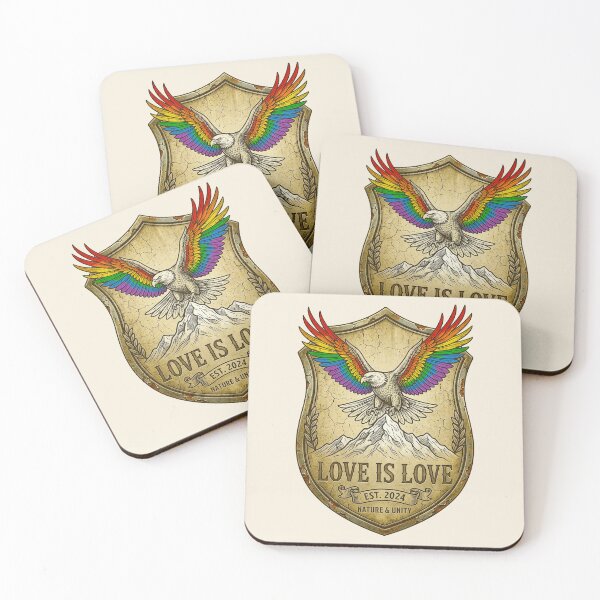 Item preview, Vintage Pride Eagle Crest Nature and Unity Rainbow Love Is Love designed and sold by MT-Hub | Art for Every Soul.