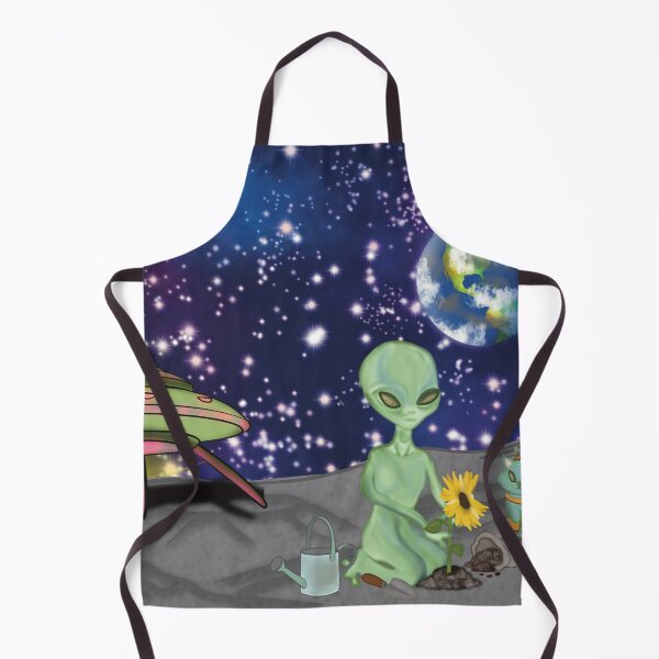 Item preview, Alien Gardening a Sunflower on Moon designed and sold by ALGDoodles.