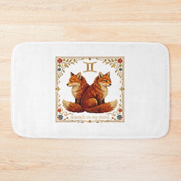 Item preview, Gemini Zodiac Twin Foxes | Cottagecore Embroidery Art designed and sold by doinitzart.
