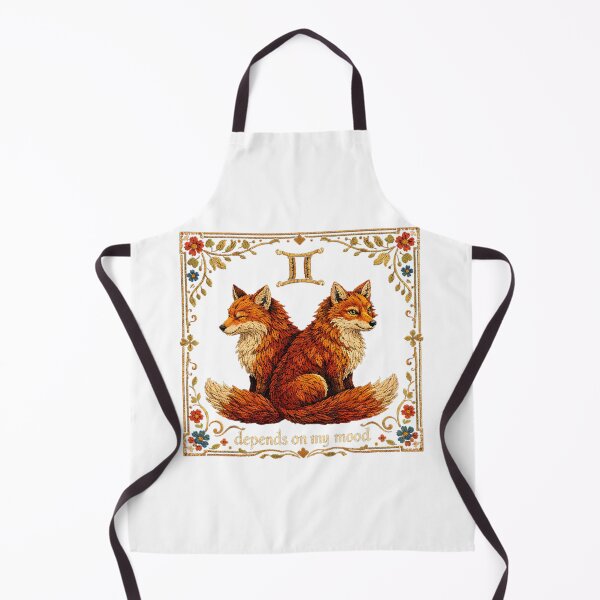 Item preview, Gemini Zodiac Twin Foxes | Cottagecore Embroidery Art designed and sold by doinitzart.