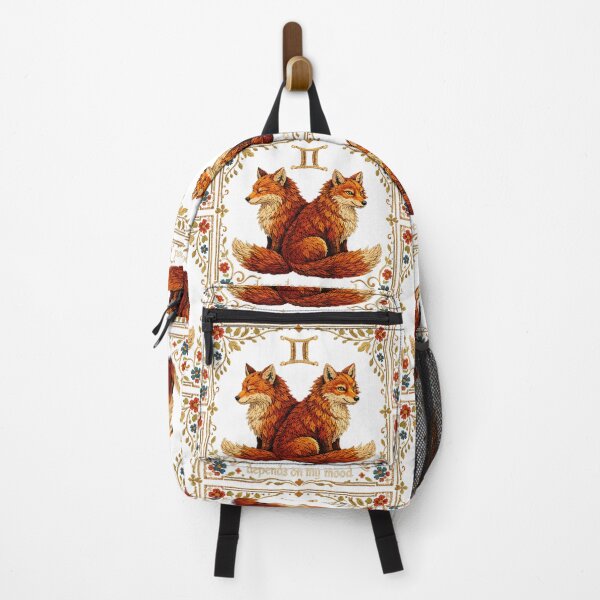 Item preview, Gemini Zodiac Twin Foxes | Cottagecore Embroidery Art designed and sold by doinitzart.