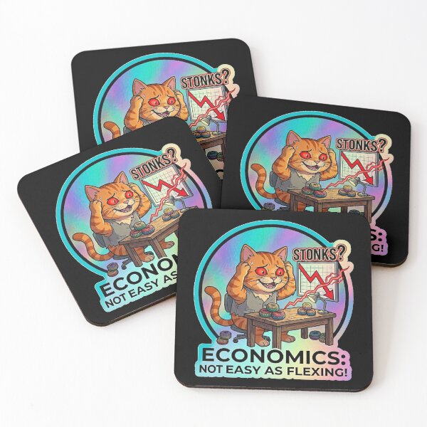 Item preview, Cat Stonks Chart Economics Is Hard Meme Sticker designed and sold by Cat Meme Fund.