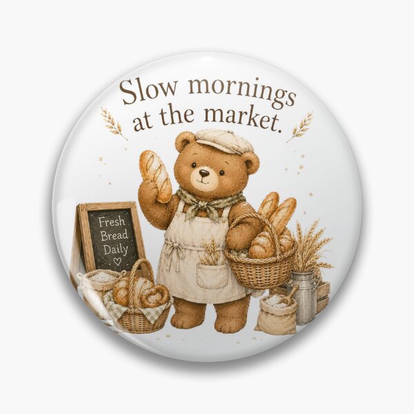 Item preview, Slow Mornings At The Market Bread Bear Bakery Aesthetic designed and sold by AQUILAKREO.