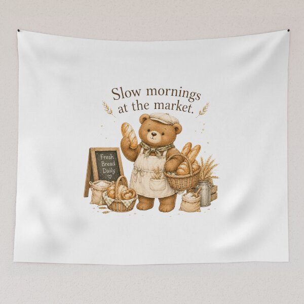 Item preview, Slow Mornings At The Market Bread Bear Bakery Aesthetic designed and sold by AQUILAKREO.