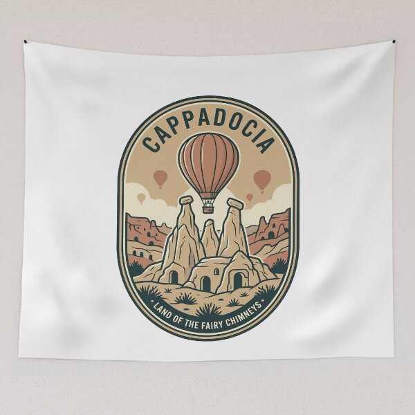 Item preview, Retro Cappadocia Hot Air Balloon Fairy Chimneys designed and sold by k3rstman1.