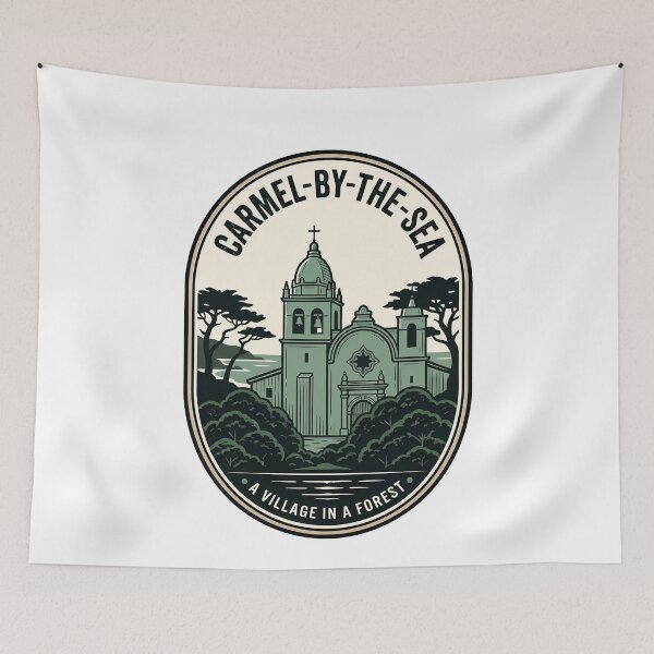 Item preview, Vintage Carmel-by-the-Sea California Mission Travel Badge designed and sold by k3rstman1.
