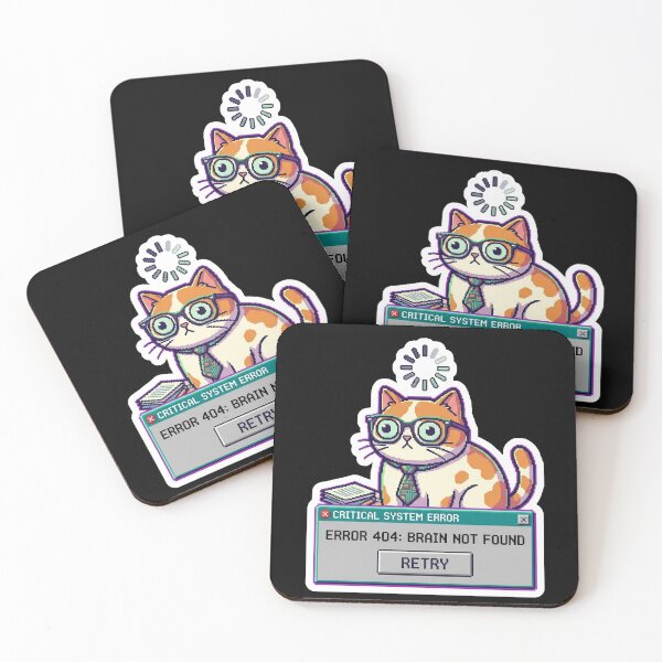 Item preview, Error 404 Brain Not Found Pixel Art Cat Sticker designed and sold by Cat Meme Fund.