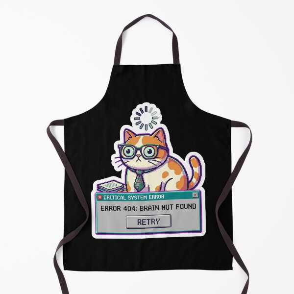 Item preview, Error 404 Brain Not Found Pixel Art Cat Sticker designed and sold by Cat Meme Fund.