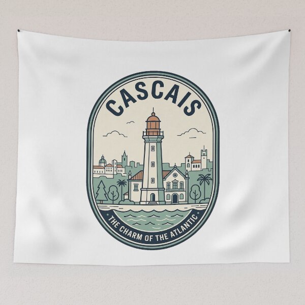 Item preview, Cascais Portugal Coastal Lighthouse Vintage Travel Badge designed and sold by k3rstman1.