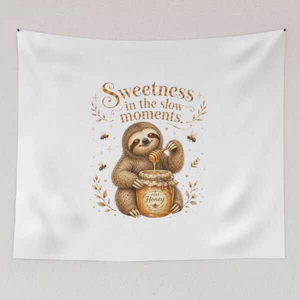 Item preview, Sweetness In The Slow Moments Honey Sloth Cottagecore designed and sold by AQUILAKREO.