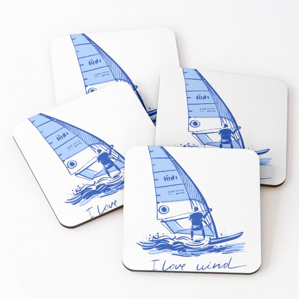 Item preview, I love wind, hand drawn t-shirt blue print with windsurfer  designed and sold by NatalkaP.
