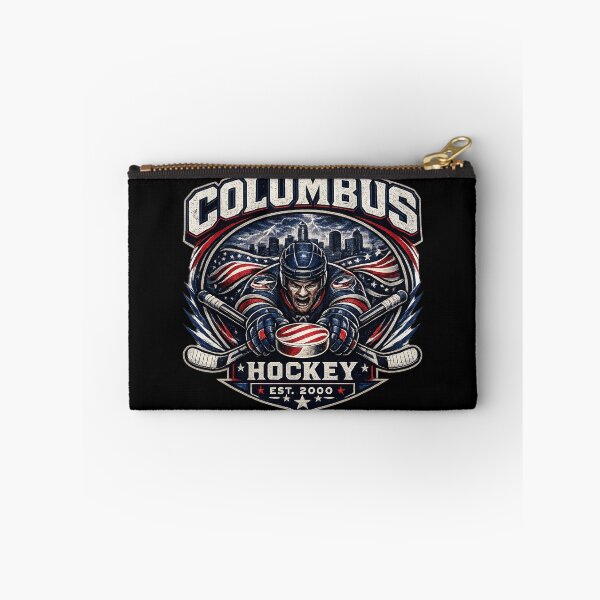 Item preview, Columbus Hockey Vintage Mascot Crest | Blue Red Hockey Design designed and sold by TKOprintdesigns.