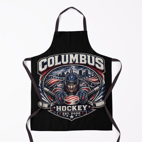 Item preview, Columbus Hockey Vintage Mascot Crest | Blue Red Hockey Design designed and sold by TKOprintdesigns.