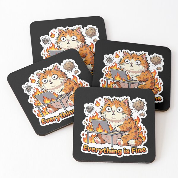 Item preview, Everything Is Fine Messy Fluffy Cat Sticker designed and sold by Cat Meme Fund.