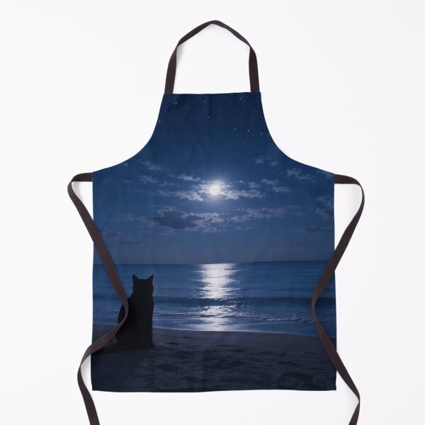 Item preview, Black Cat Watching the Moon at Night Beach Aesthetic designed and sold by AMICO77.