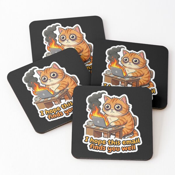 Item preview, Burnout Cat I Hope This Email Finds You Well Sticker designed and sold by Cat Meme Fund.
