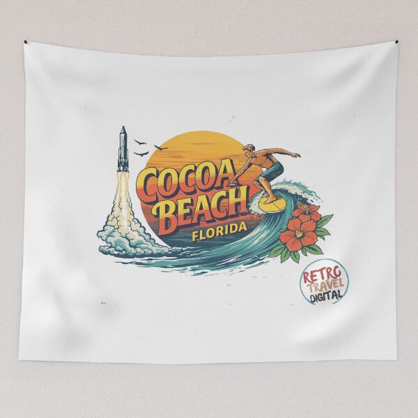 Item preview, Cocoa Beach Surfing Retro T-Shirt designed and sold by Matinez Pink.