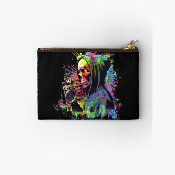 Item preview, Retro Skull Hoodie Boombox Streetwear Graphic Design designed and sold by StyleBloomes.