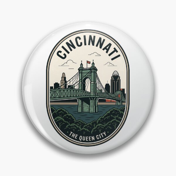 Item preview, Vintage Cincinnati Ohio Queen City Skyline Badge designed and sold by k3rstman1.
