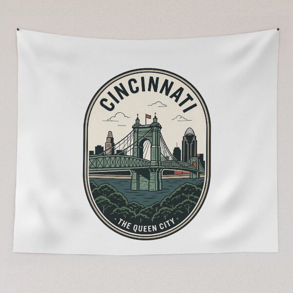 Item preview, Vintage Cincinnati Ohio Queen City Skyline Badge designed and sold by k3rstman1.