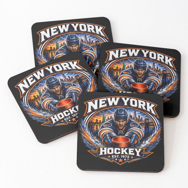 Item preview, New York Hockey Vintage Crest | Blue Orange Hockey Fan Apparel designed and sold by TKOprintdesigns.