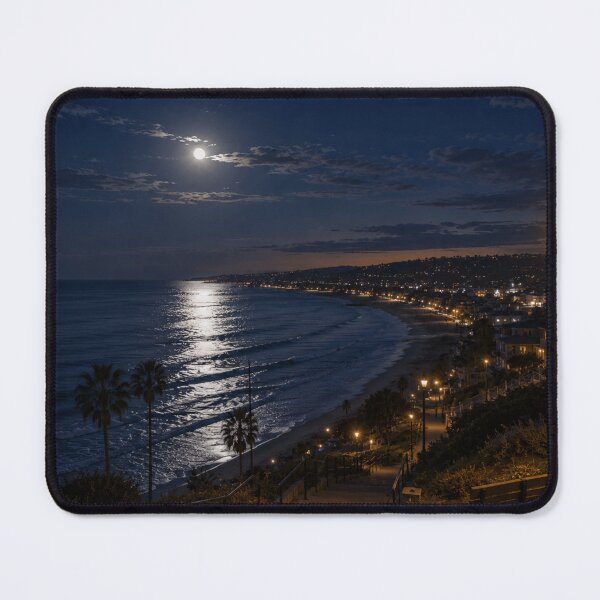 Item preview, Moon Over Coastal Town Night Beach View designed and sold by AMICO77.