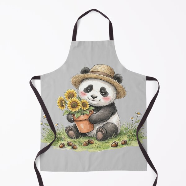 Item preview, Adorable Watercolor Panda Bear with Straw Hat and Potted Sunflowers designed and sold by BreezifyDesignStudio.