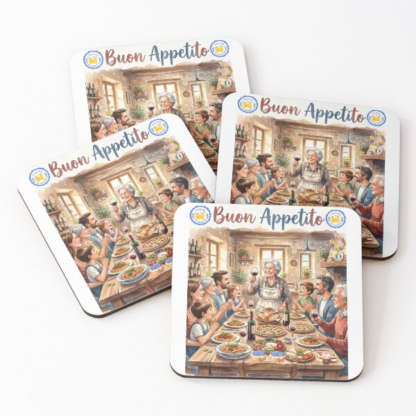 Item preview, Buon Appetito Italian Family Feast Watercolor Illustration, Traditional Rustic Dining and Italian Summer Gathering Art designed and sold by VibranPalette.