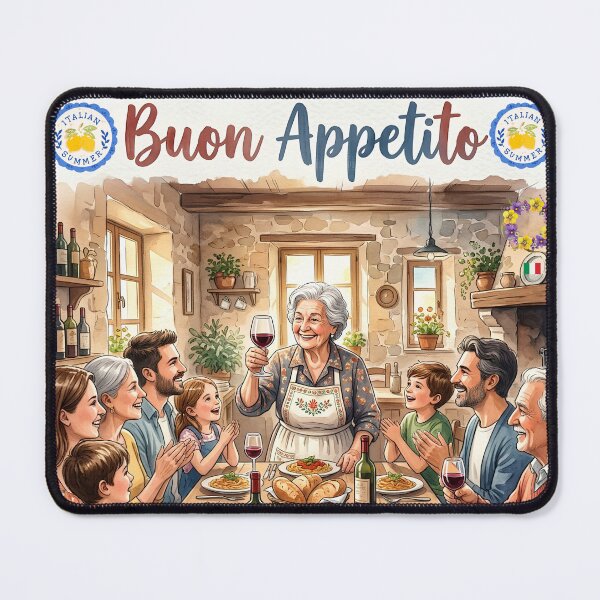 Item preview, Buon Appetito Italian Family Feast Watercolor Illustration, Traditional Rustic Dining and Italian Summer Gathering Art designed and sold by VibranPalette.