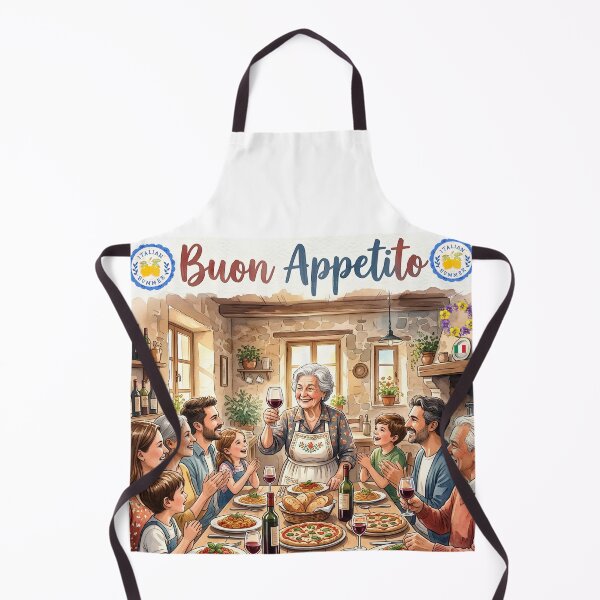 Item preview, Buon Appetito Italian Family Feast Watercolor Illustration, Traditional Rustic Dining and Italian Summer Gathering Art designed and sold by VibranPalette.