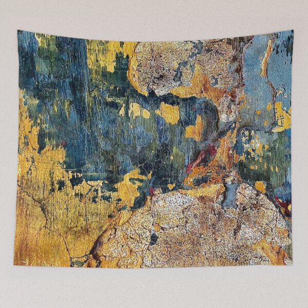 Item preview,    Aqua Blue Red and Yellow Shabby Chic Grunge wall Texture spain. designed and sold by Jonnekesart.