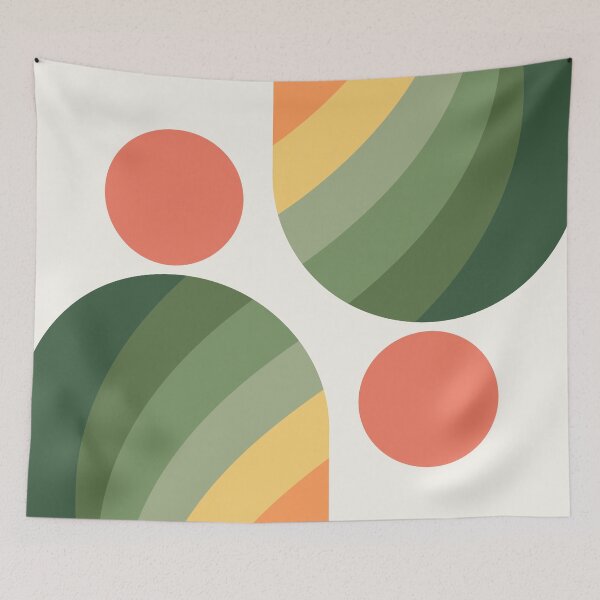 Item preview, Mid Century Modern Geometric Arch in Terracotta Olive designed and sold by nineFlorals.