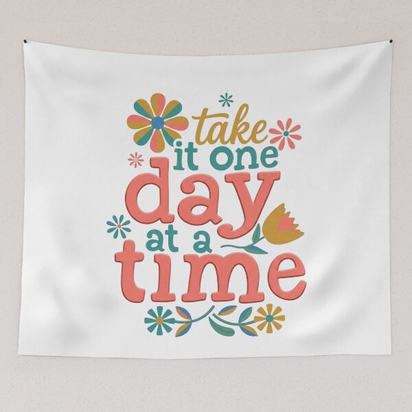 Item preview, Take It One Day At A Time Retro Floral Typographic designed and sold by Shape Snip Studio.