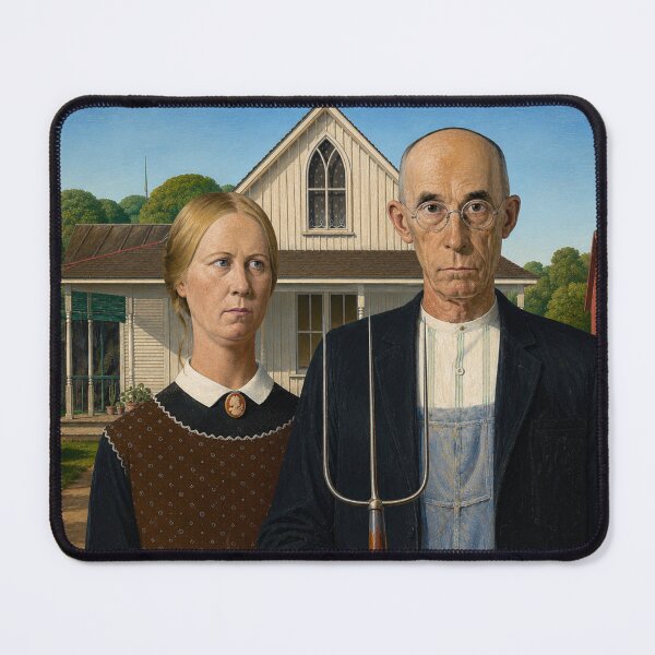 Item preview, American Gothic - Grant Wood - American Gothic Vintage Farmhouse Portrait for Classic Art Lovers designed and sold by RickE.
