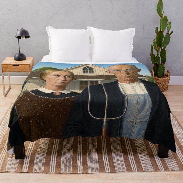Item preview, American Gothic - Grant Wood - American Gothic Vintage Farmhouse Portrait for Classic Art Lovers designed and sold by RickE.