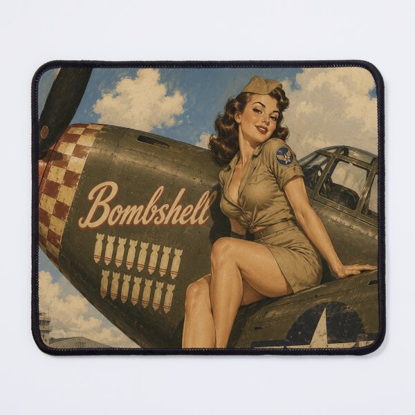 Item preview, Vintage WWII Pin Up Bomber Art Print | Retro Military Nose Art Illustration designed and sold by MissSaylor.