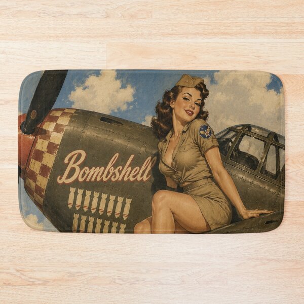 Item preview, Vintage WWII Pin Up Bomber Art Print | Retro Military Nose Art Illustration designed and sold by MissSaylor.