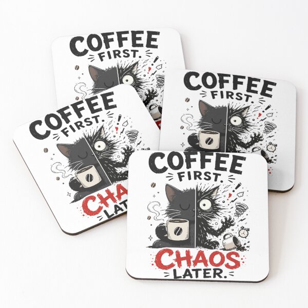 Item preview, Coffee First Chaos Later Funny Black Cat Shirt designed and sold by WormJ.