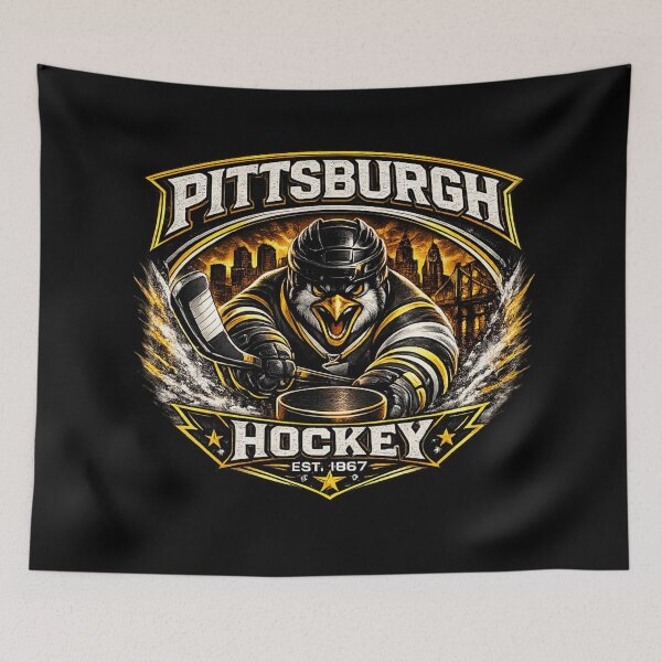 Item preview, Pittsburgh Hockey Angry Penguin Mascot | Black Gold Hockey Shirt designed and sold by TKOprintdesigns.