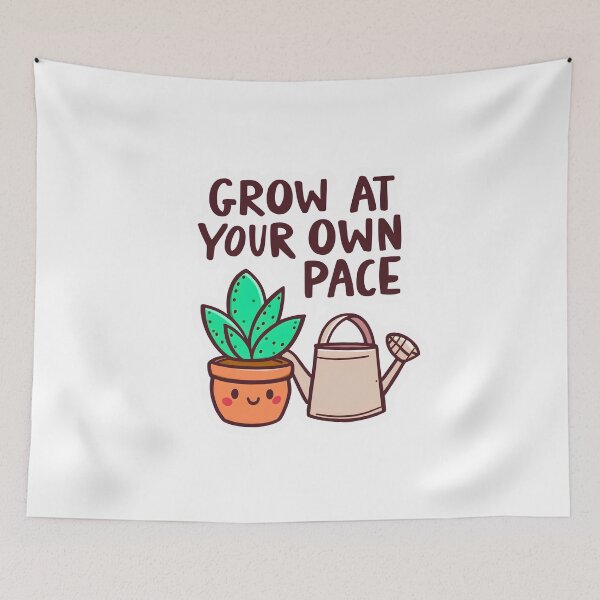 Item preview, Grow At Your Own Pace Cute Plant Sticker Design designed and sold by Kavya Art.
