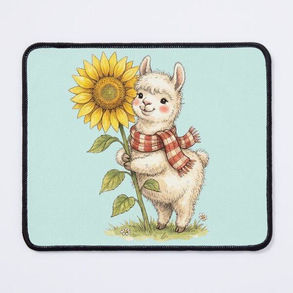 Item preview, Adorable Watercolor Llama with Cozy Striped Scarf and Sunflower designed and sold by BreezifyDesignStudio.