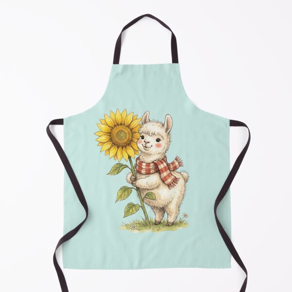 Item preview, Adorable Watercolor Llama with Cozy Striped Scarf and Sunflower designed and sold by BreezifyDesignStudio.