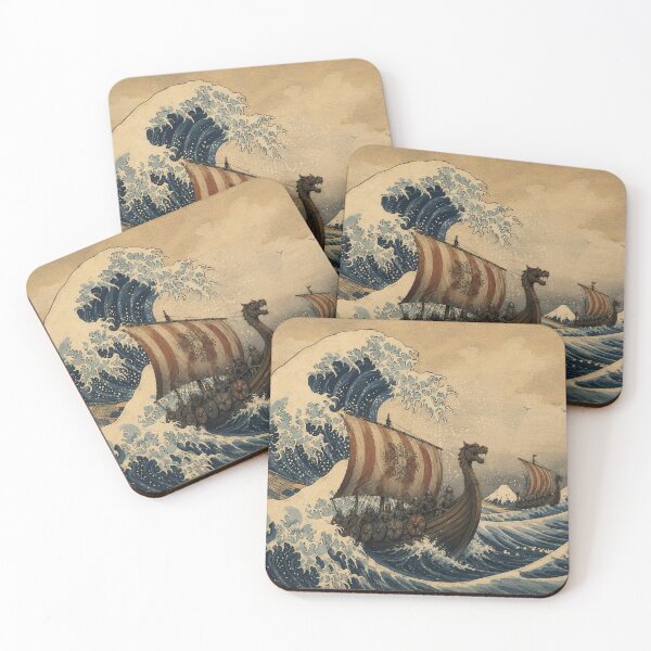 Item preview, Viking Great Wave Norse Kanagawa Art designed and sold by Retr0Tshirts.