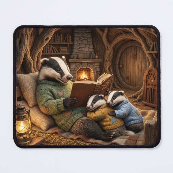 Item preview, Badger Reads To Cubs in Cozy Den designed and sold by Tridentulus.