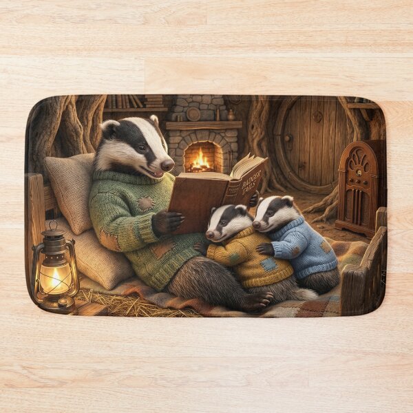 Item preview, Badger Reads To Cubs in Cozy Den designed and sold by Tridentulus.